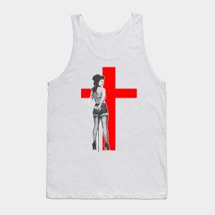 Girl wearing top hat and cross Tank Top